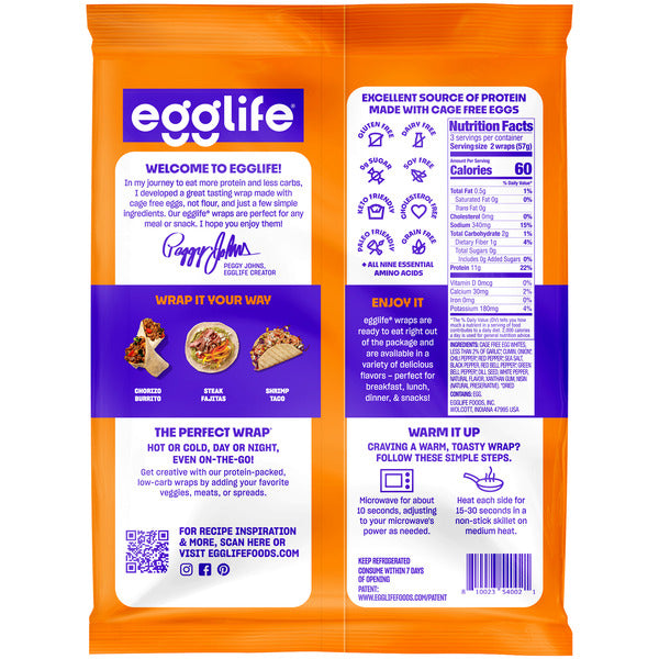egglife southwest, egg white wraps