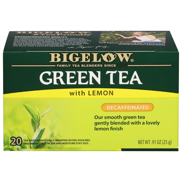 Bigelow Green Tea, with Lemon, Decaffeinated, Tea Bags