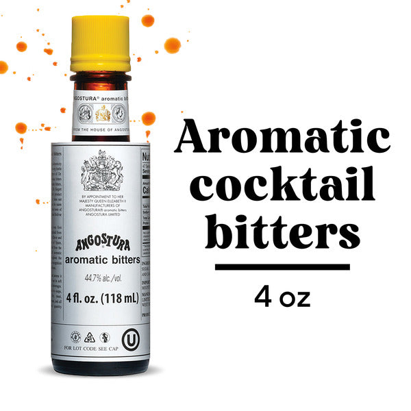 Angostura Aromatic Bitters, Cocktail Bitters for Professional & Home Mixologists, 4 FL oz