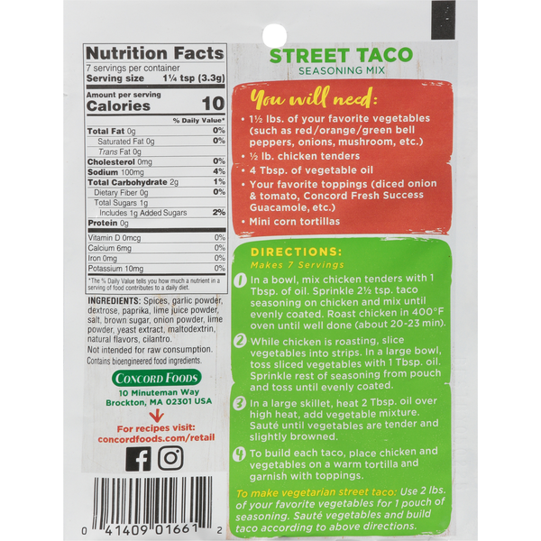 Concord Foods Seasoning Mix, Street Taco