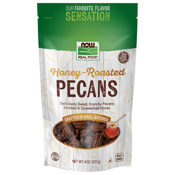 NOW Real Food Pecans, Honey-Roasted