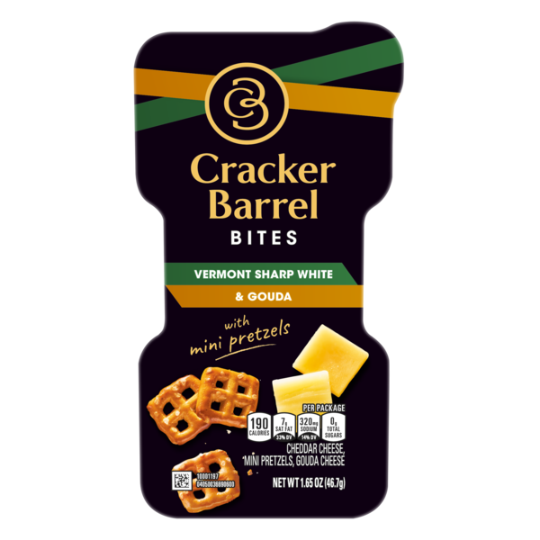 Cracker Barrel Bites Vermont Sharp White Cheddar, Gouda, and Mini Pretzels oz. Tray