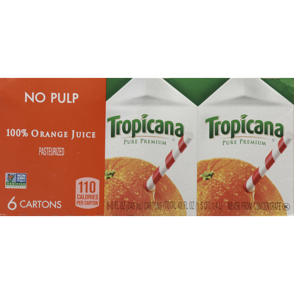 Tropicana Juice, 100% Orange, No Pulp