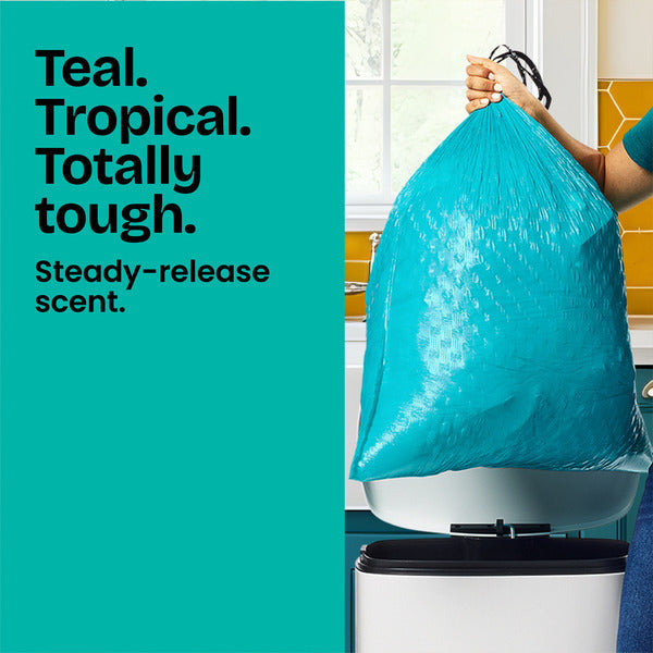Glad ForceFlex MaxStrength Tall Trash Bags, 13 Gallon, Bahama Bliss with Febreze