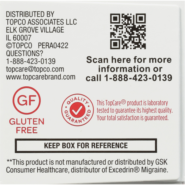 TopCare Migraine Relief, Coated Caplets