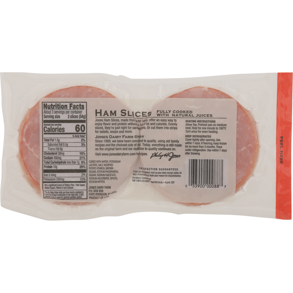 Jones Dairy Farm Breakfast Ham Slices, Hickory Smoked