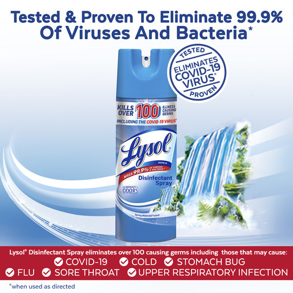 Lysol Disinfectant, Sanitizing, Antibacterial Spray Spring Waterfall