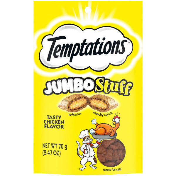 TEMPTATIONS Jumbo Stuff Crunchy and Soft Cat Treats Tasty Chicken Flavor