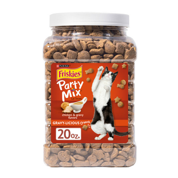Purina Friskies Cat Treats, Party Mix Gravy-licious Crunch Chicken and Gravy Flavors DestGlow