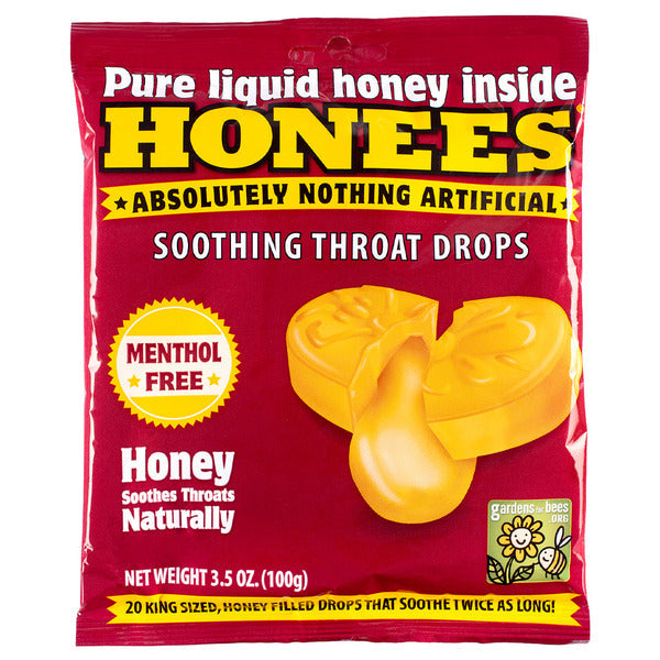 Honees Soothing Throat Drops, Menthol-Free