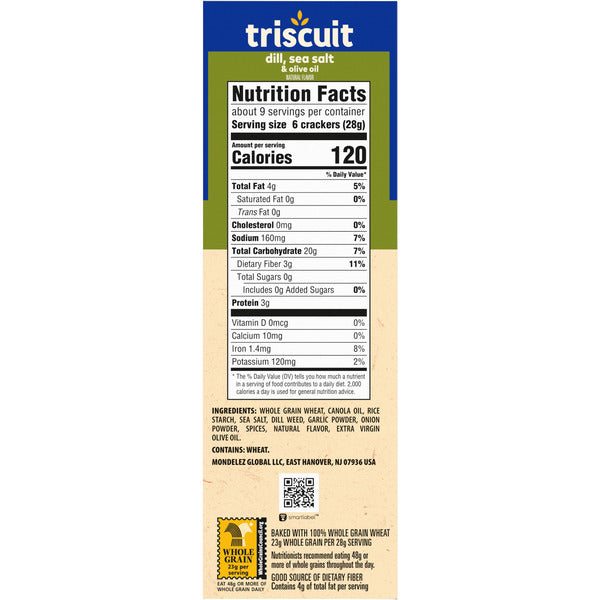 TRISCUIT Dill, Sea Salt & Olive Oil Whole Grain Wheat Crackers