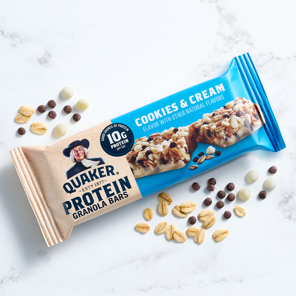 Quaker Protein Granola Bars, Cookies & Cream, 10g Protein