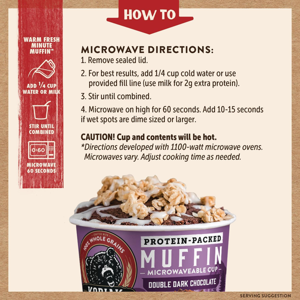 Kodiak Double Dark Chocolate Minute Muffin in a Cup