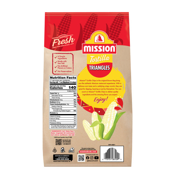Mission Triangles White Corn Tortilla Chips, 11 Ounce Bag