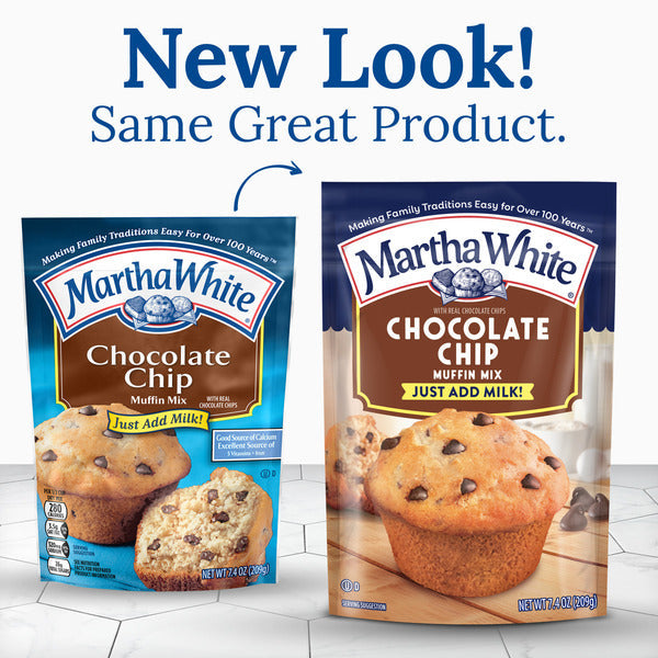 Martha White Chocolate Chip Muffin Mix, 7.4 Oz Bag