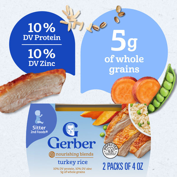 Gerber Nutritious Dinner Turkey & Rice Baby Food 2nd Foods