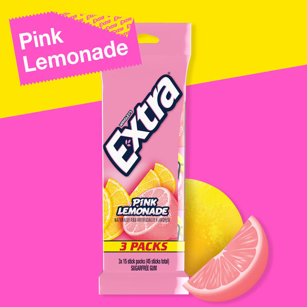 Extra Pink Lemonade Sugar Free Gum Limited Edition Chewing Gum Packs