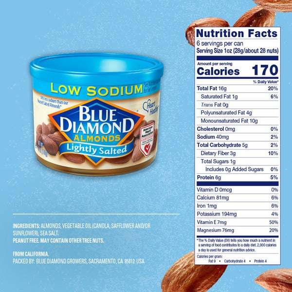 Blue Diamond Lightly Salted Low Sodium Almonds