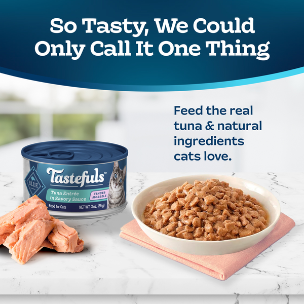 Blue Buffalo Tastefuls Natural Tender Morsels Wet Cat Food, Tuna Entrée