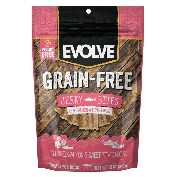 EVOLVE Grain Free Salmon & Sweet Potato Jerky Bites for Dogs