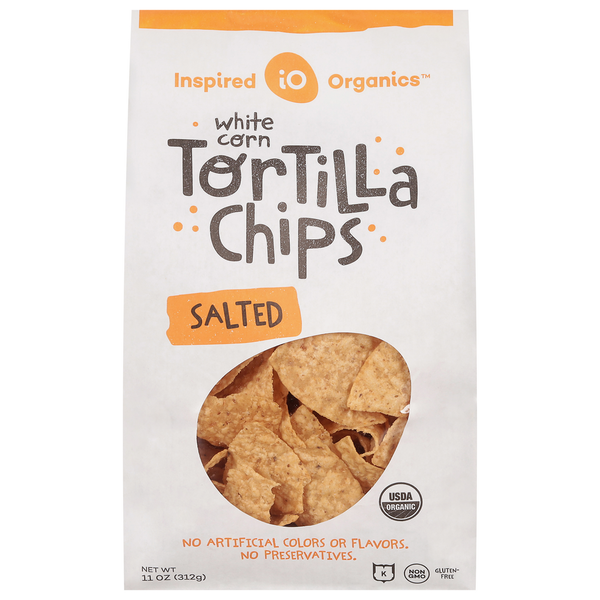 Inspired Organics Tortilla Chips, Salted, White Corn