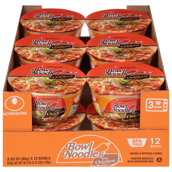 Nongshim Bowl Noodles, Spicy Chicken Flavor