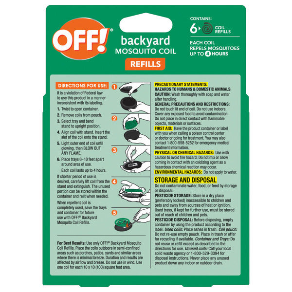 Off!® Backyard Mosquito Coil Refills, Bug Repellent Devices