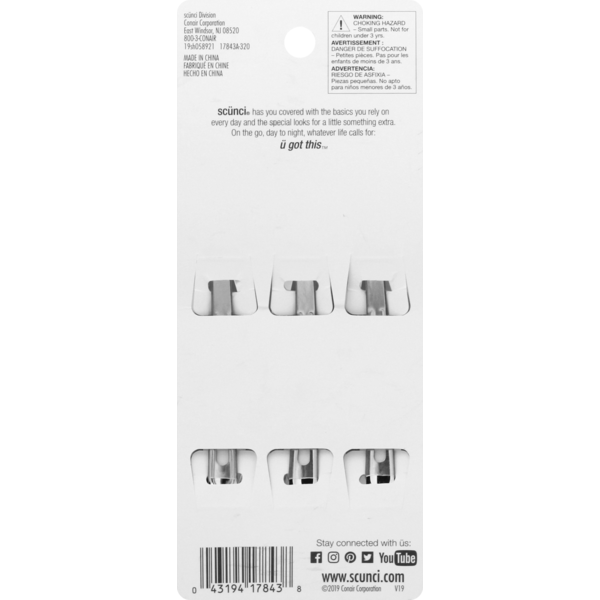 scünci Snap Clips, No Slip Grip