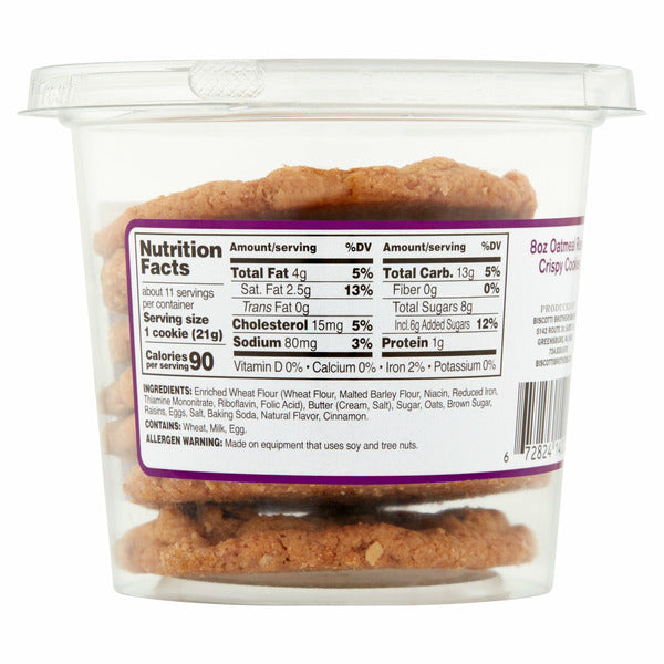 Biscotti Brothers Oatmeal Raisin Crispy Cookies