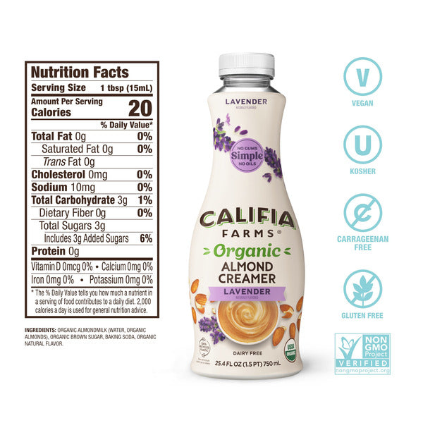Califia Farms Organic Lavender Almond Milk Coffee Creamer