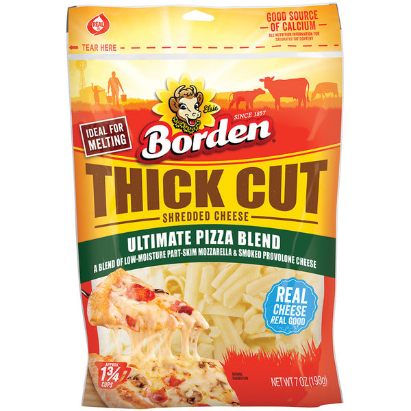 Borden Thick Cut Shredded Cheese, Ultimate Pizza Blend