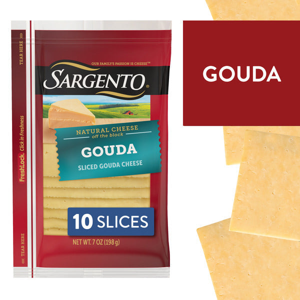 Sargento Natural Gouda Sliced Cheese, 10 Slices