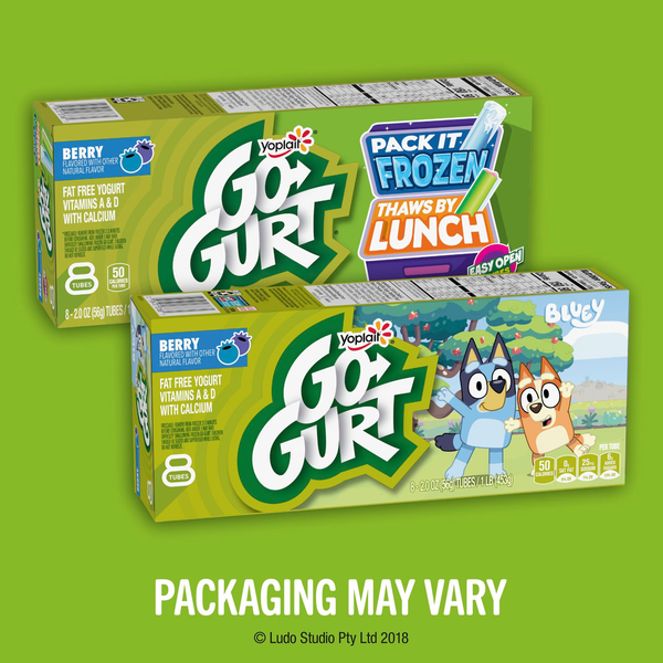 Go-Gurt Bluey Berry Kids Fat Free Yogurt Snack Tubes