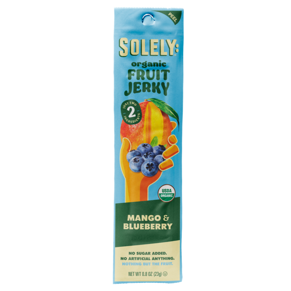Solely: Fruit Jerky Mango & Blueberry, Organic, Single Strip