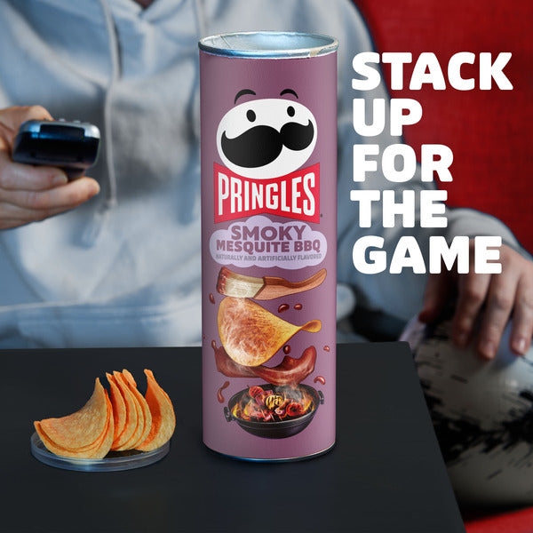 Pringles Smoky Mesquite BBQ Potato Crisps Chips, Lunch Snacks, 5.5 oz