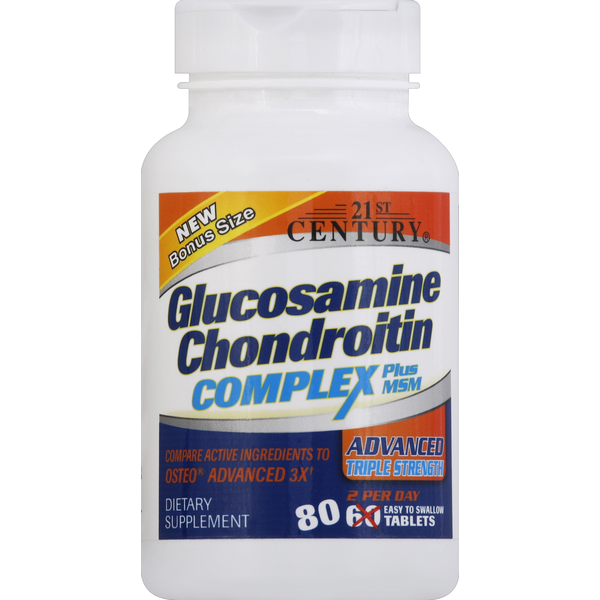 21ST Century Glucosamine Chondroitin Complex, Plus MSM, Advanced Triple Strength, Tablets, Bonus Size
