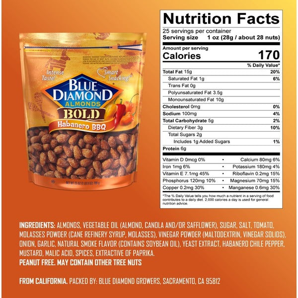 Blue Diamond Blue Daimond BOLD Almonds, Habanero BBQ