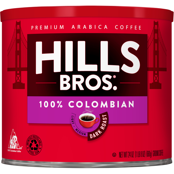 Hills Bros. Coffee, Ground, Dark Roast, 100% Colombian