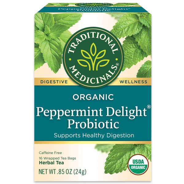 Traditional Medicinals Organic Peppermint Delight Probiotic, Caffeine Free Herbal Tea