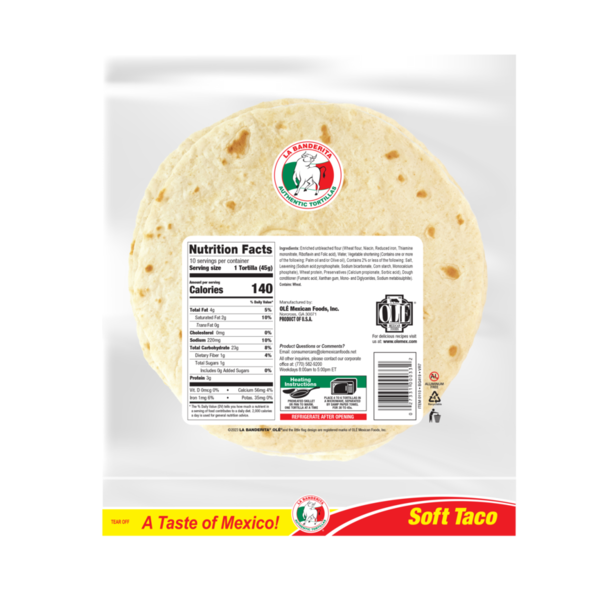 La Banderita Soft Taco, 8" Large Flour Tortillas
