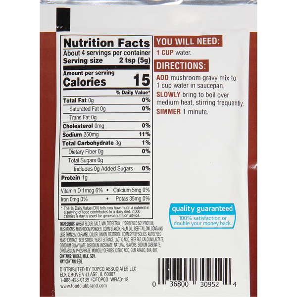 Food Club Gravy Mix, Mushroom