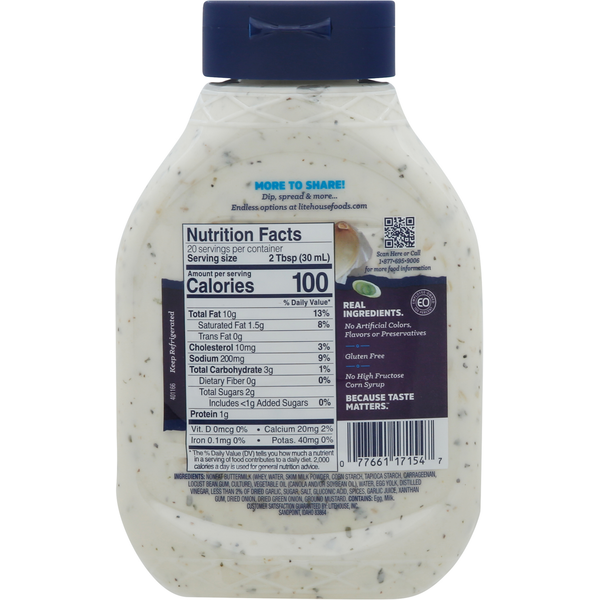 Litehouse Dressing & Dip, Garlic Ranch, Family Size