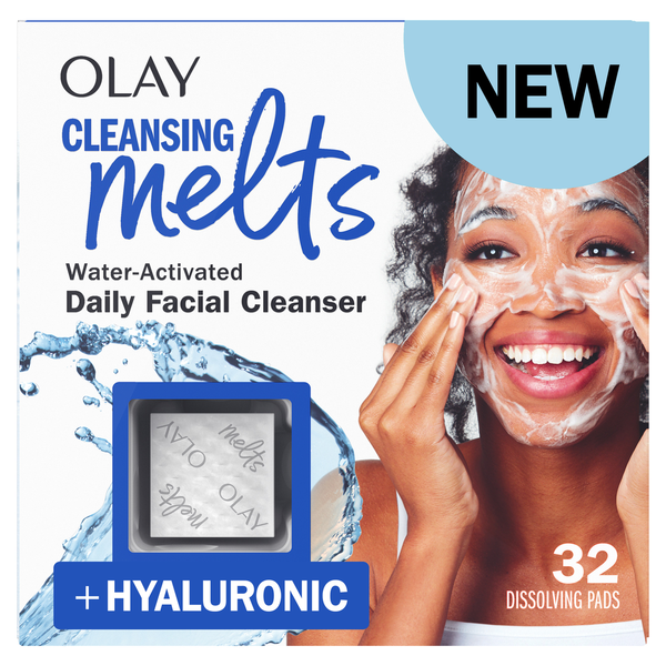 Olay Cleansing Melts + Hyaluronic Face Cleanser, Water-Activated Face Wash