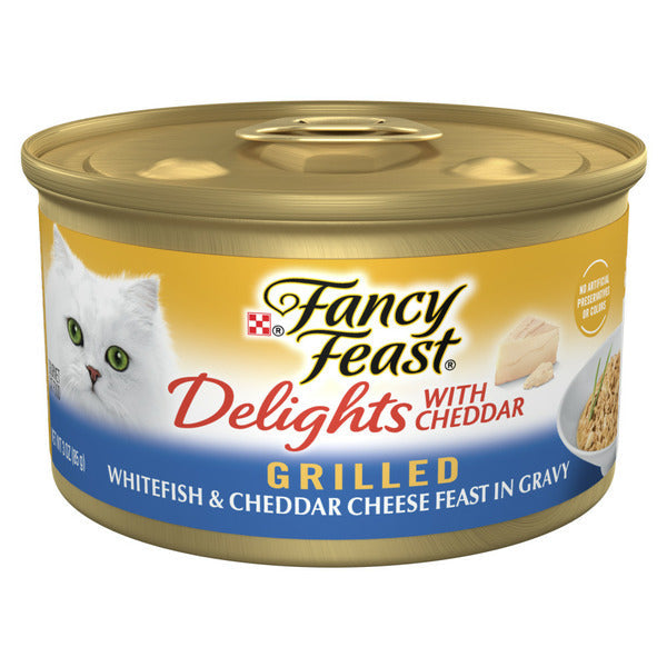 Purina Fancy Feast Gravy Wet Cat Food, Delights Grilled Whitefish & Cheddar Cheese Feast in Gravy