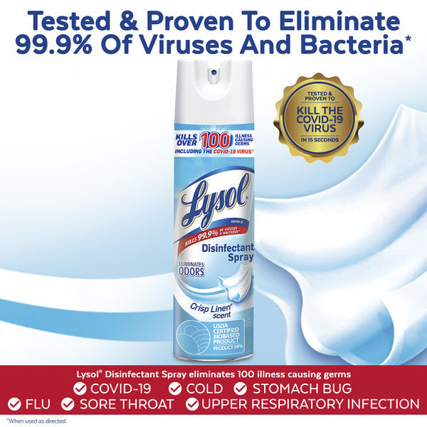 Lysol Disinfectant, Sanitizing and Antibacterial Spray, Crisp Linen