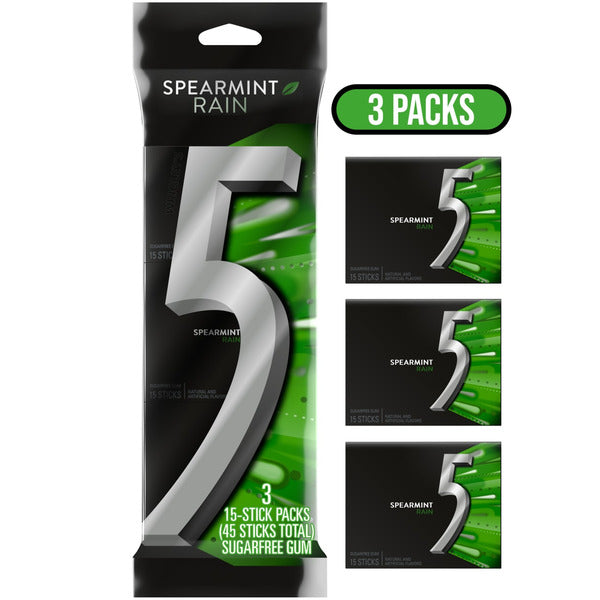 5 Gum Spearmint Rain Sugar Free Chewing Gum Bulk