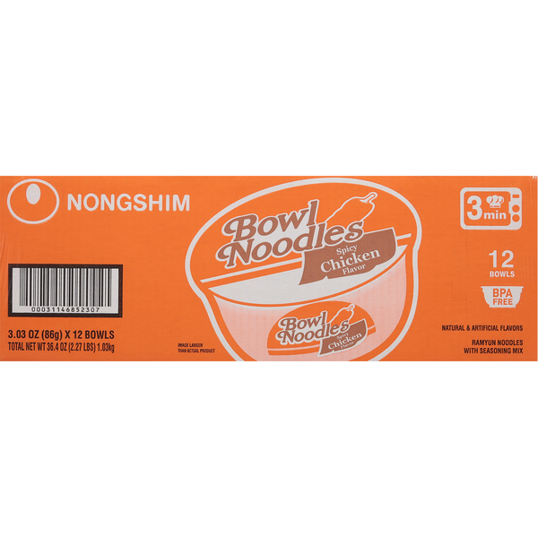 Nongshim Bowl Noodles, Spicy Chicken Flavor
