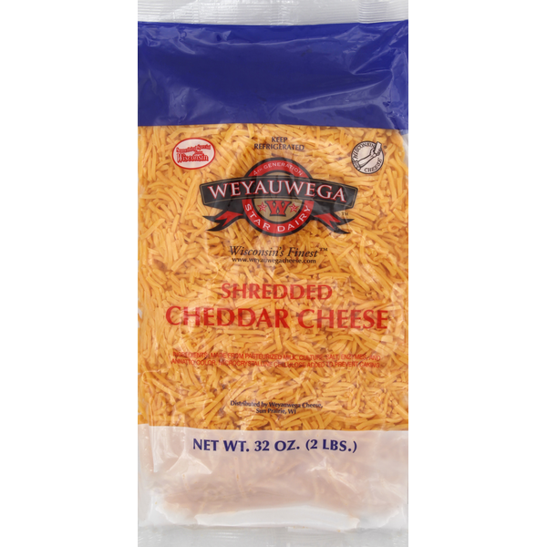 Weyauwega Star Dairy Shredded Cheese, Cheddar