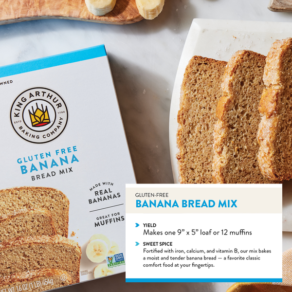 King Arthur Baking Company Banana Bread + Muffin Mix, Certified Gluten-Free, Non-GMO Project, Kosher