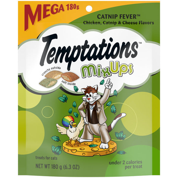 TEMPTATIONS MixUps Catnip Fever Flavor Crunchy and Soft Cat Treats, 6.3 oz. Pouch DestGlow